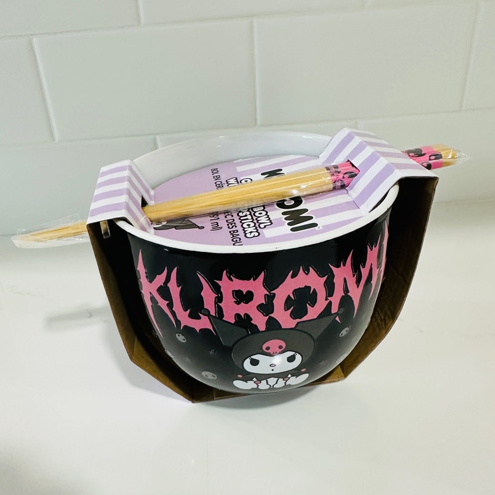 NWT Sanrio Kuromi Bowl & Chopsticks Set | 20oz Kawaii